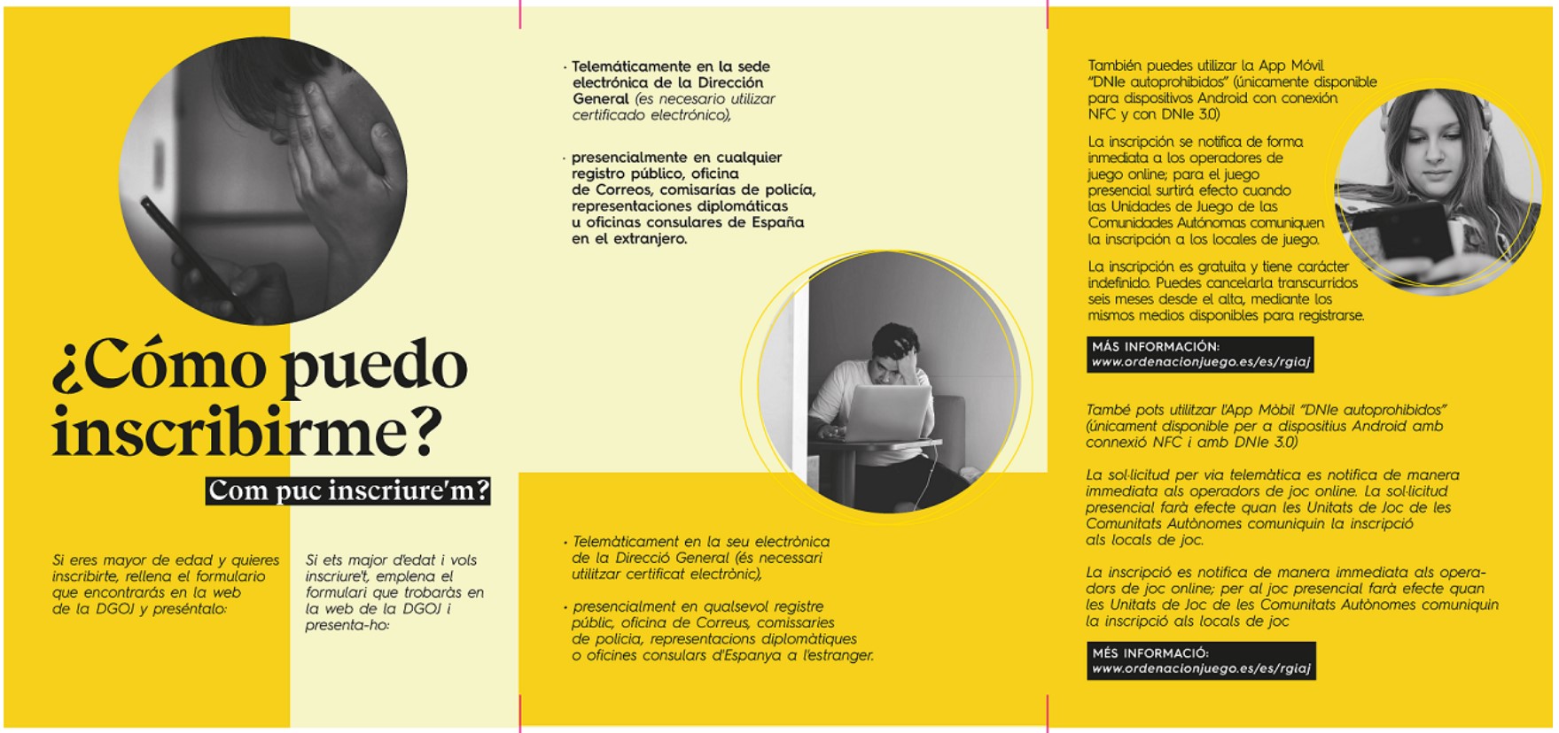 Tu mejor apuesta es no apostar: usa la app de autoprohibido para no apostar. Folleto (cat-esp)